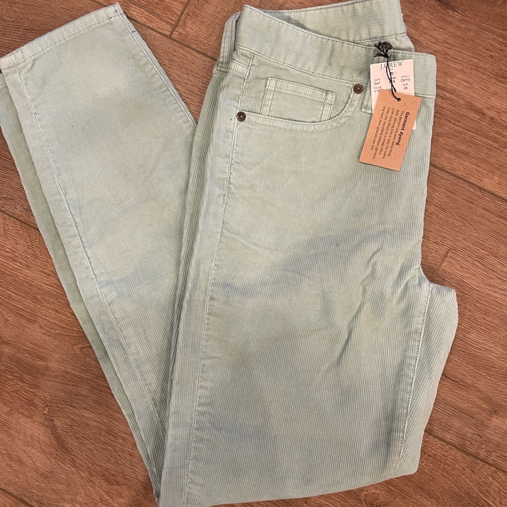 Mint green stretch jcrew cords , size 26